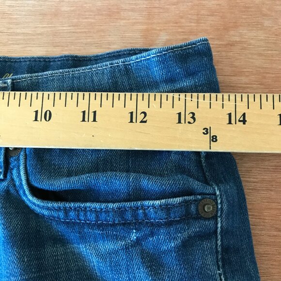 7 for All Mankind Flynt Flare Bootcut Jeans Women 14 Blue Low Rise Embroidered - Picture 13 of 16